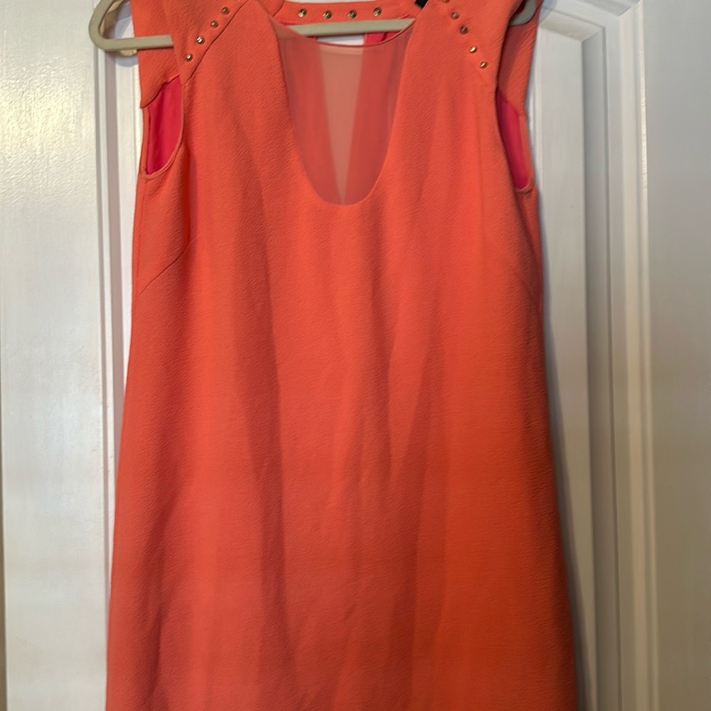Zara coral color dress with stud detail
